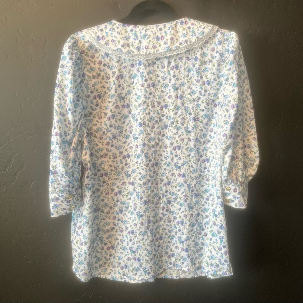 H by Halston Halston Whimsical Floral Button Front Cottagecore Blouse Size:XL - Picture 9 of 13